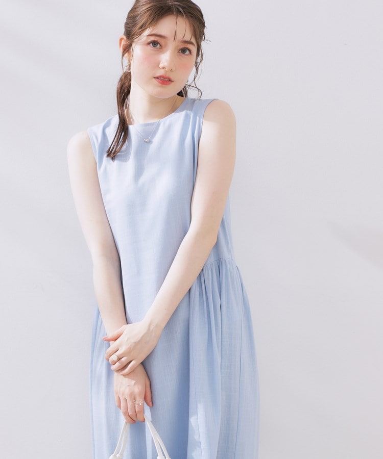 クチュールブローチ(Couture Brooch)の麻混フレアデザインワンピース8