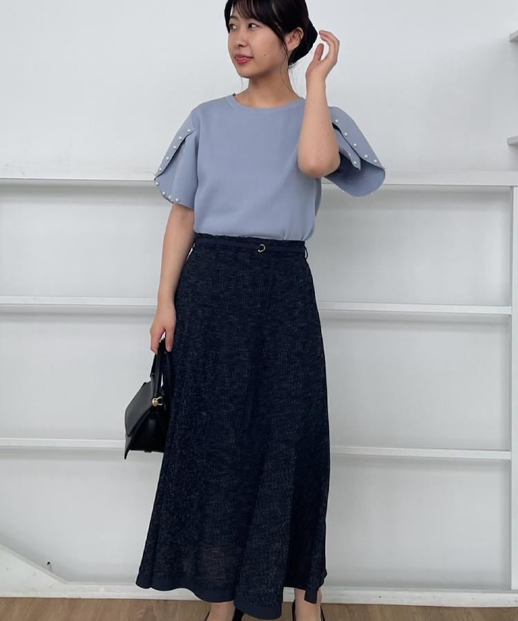宅配 洗える・きれいめ・通勤】サマーツイード配色フレアスカート 服&ファッション小物