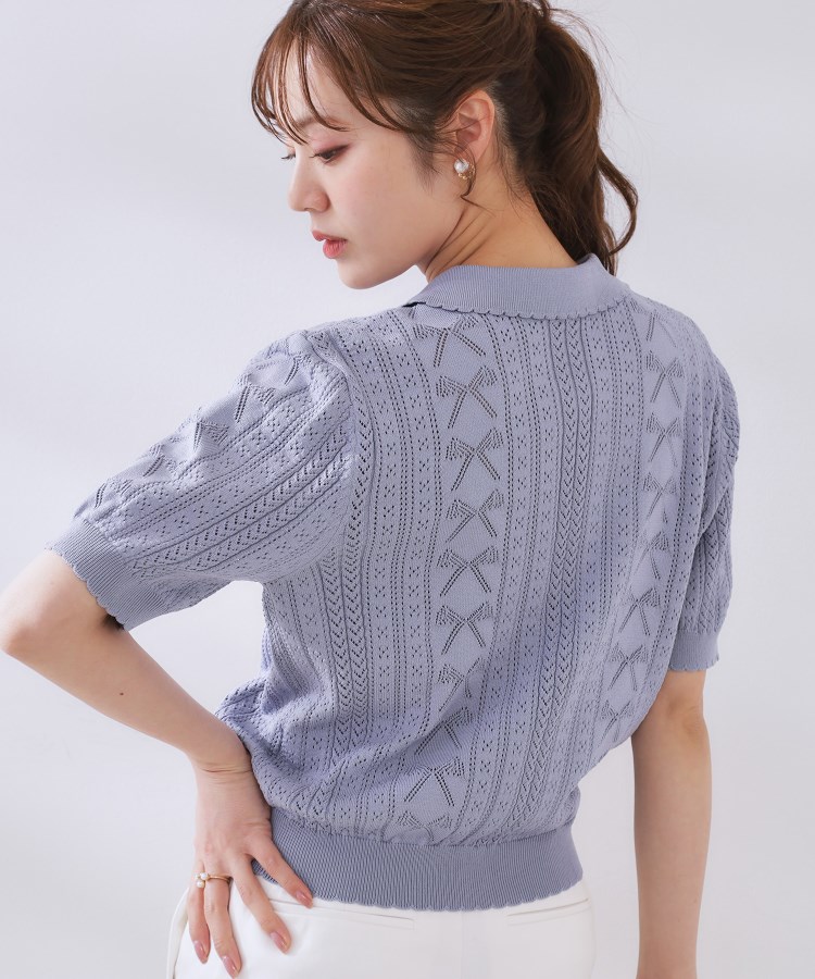 クチュールブローチ(Couture Brooch)の【洗える・大人可愛い】リボン透かし柄ポロニット23