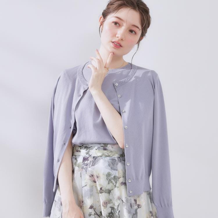 クチュールブローチ(Couture Brooch)の【手洗い可能・UV・アンチピリング・接触冷感】ポイント透かしニットカーディー カーディガン/ボレロ