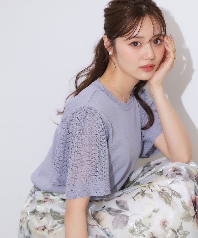 クチュールブローチ(Couture Brooch)の【手洗い可能・UV・アンチピリング・接触冷感・二の腕カバー】透かし袖ニットトップス26