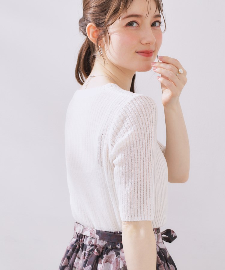 クチュールブローチ(Couture Brooch)のラメリブ5分袖ニット3
