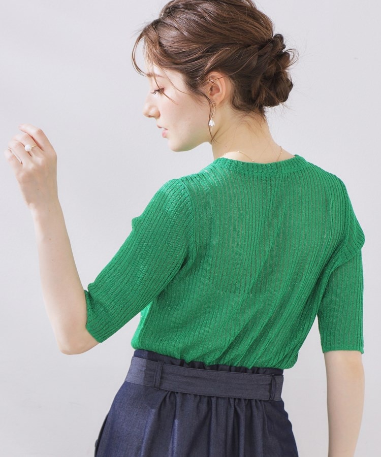 クチュールブローチ(Couture Brooch)のラメリブ5分袖ニット10