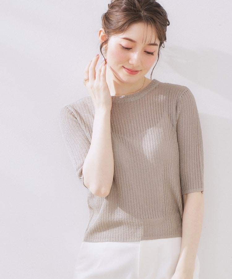 クチュールブローチ(Couture Brooch)のラメリブ5分袖ニット15