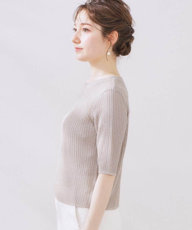 クチュールブローチ(Couture Brooch)のラメリブ5分袖ニット30