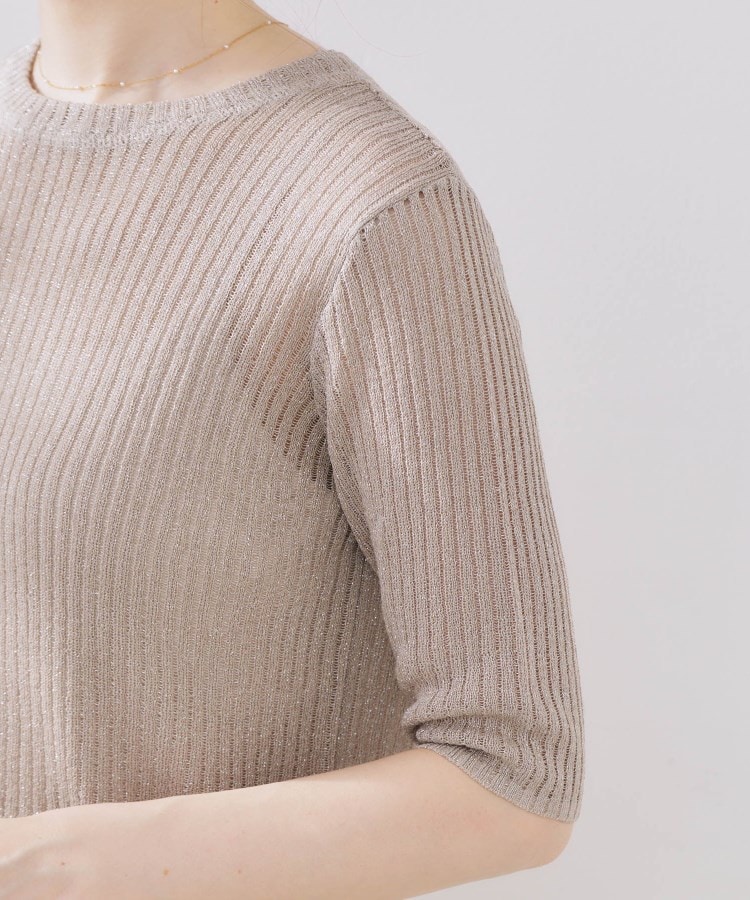 クチュールブローチ(Couture Brooch)のラメリブ5分袖ニット33