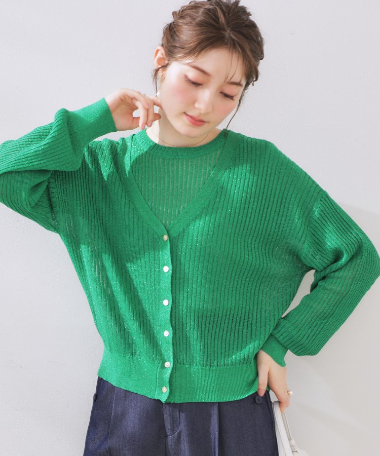 クチュールブローチ(Couture Brooch)のラメリブVネックカーディガン9