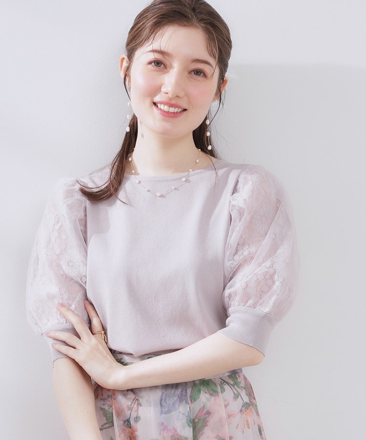 クチュールブローチ(Couture Brooch)の【洗える・UV機能・通勤】オーガンレース袖ニット16