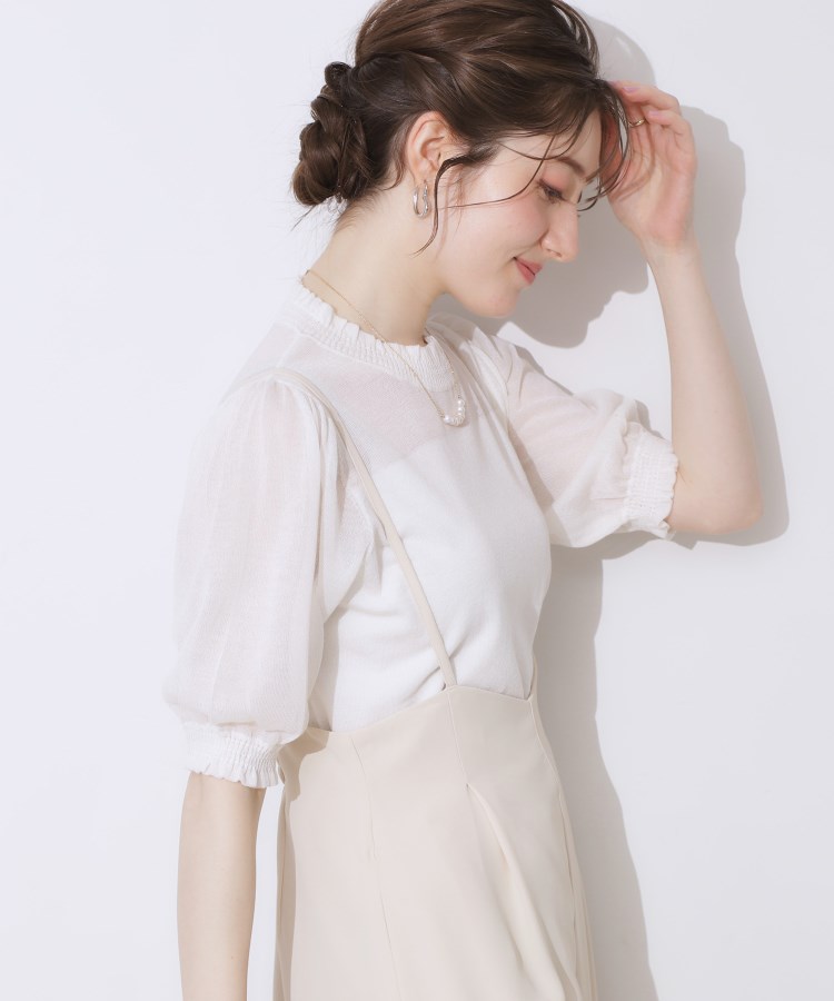クチュールブローチ(Couture Brooch)の【上品な透け感・通勤】LEVITAシアーシャーリングニットトップス6