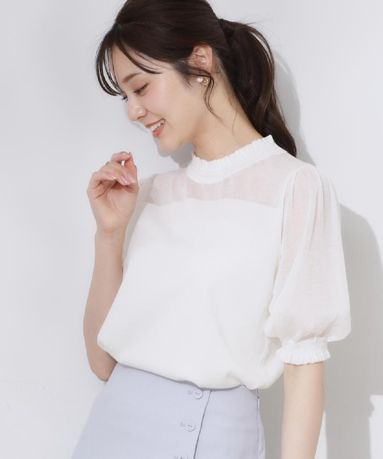 クチュールブローチ(Couture Brooch)の【上品な透け感・通勤】LEVITAシアーシャーリングニットトップス8
