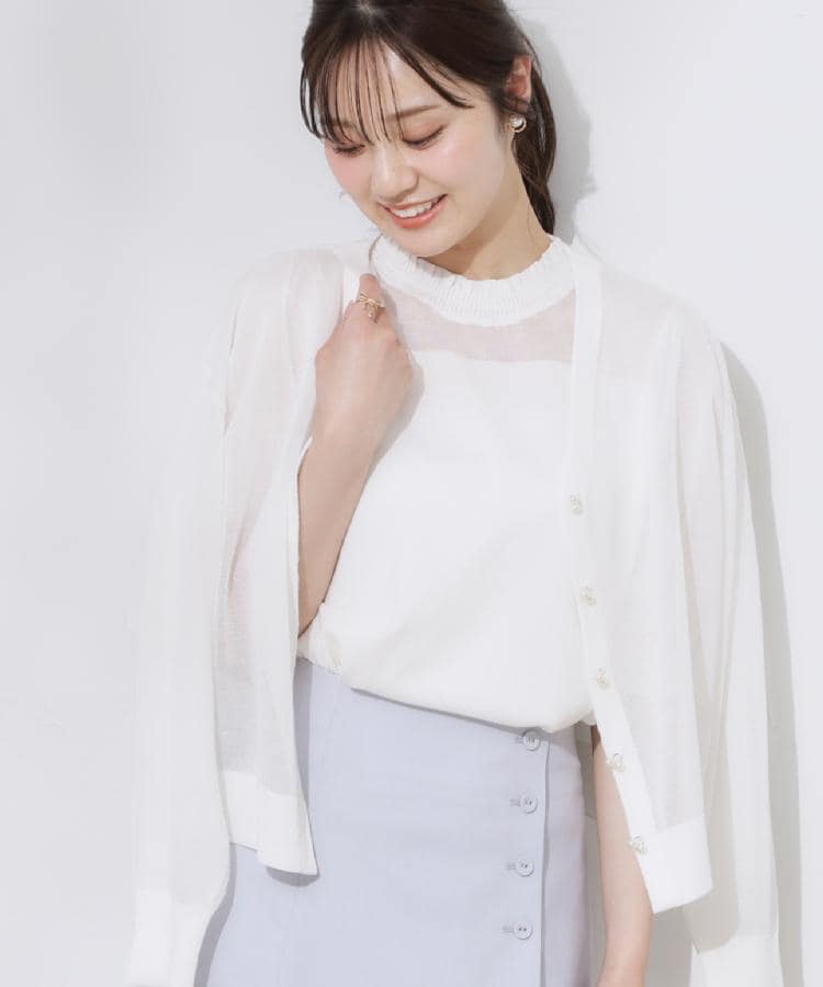 クチュールブローチ(Couture Brooch)の【上品な透け感・通勤】LEVITAシアーシャーリングニットトップス9