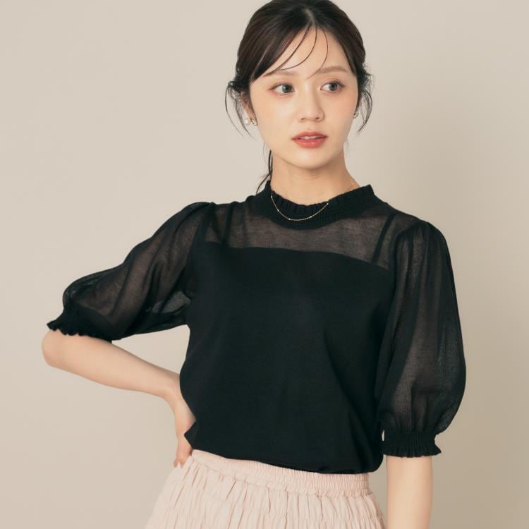 クチュールブローチ(Couture Brooch)の【上品な透け感・通勤】LEVITAシアーシャーリングニットトップス ニット/セーター
