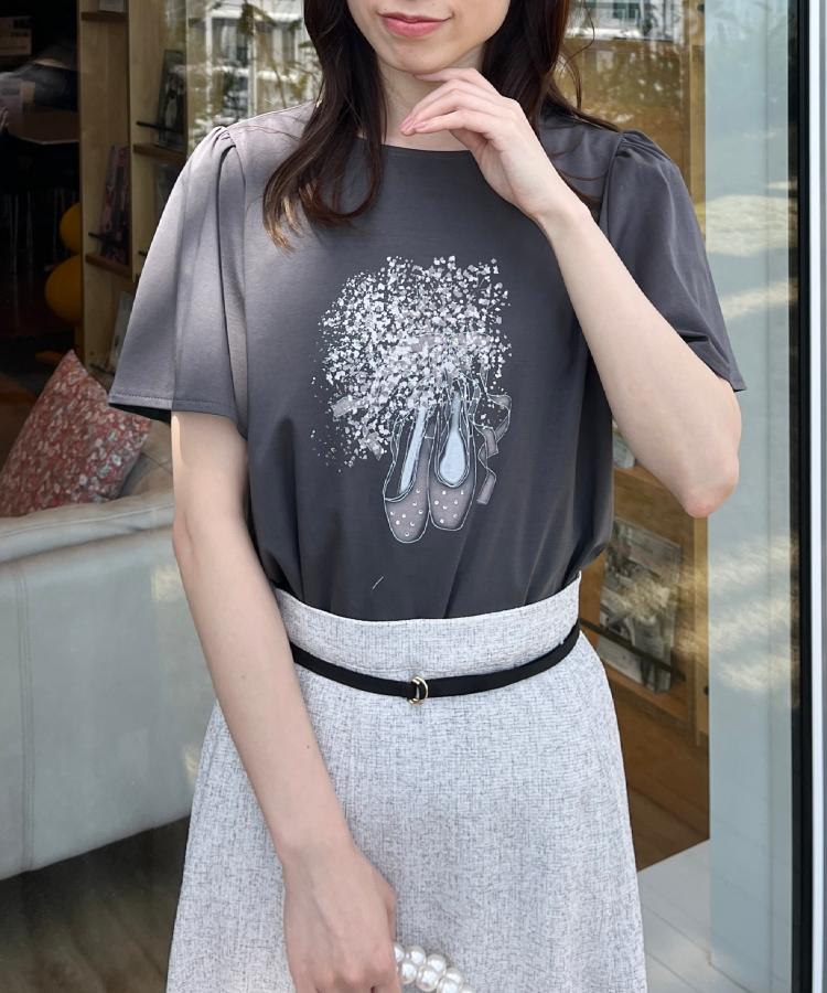 クチュールブローチ(Couture Brooch)の【接触冷感・UVカット】トゥシューズプリントTシャツ20