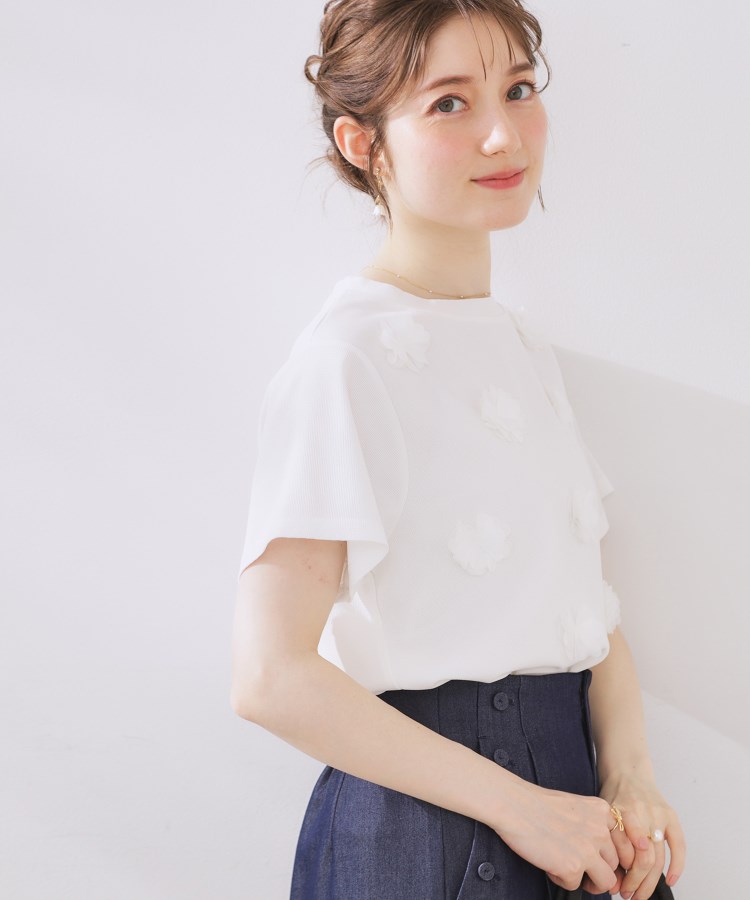 クチュールブローチ(Couture Brooch)のフラワーデザイン半袖TOPS3