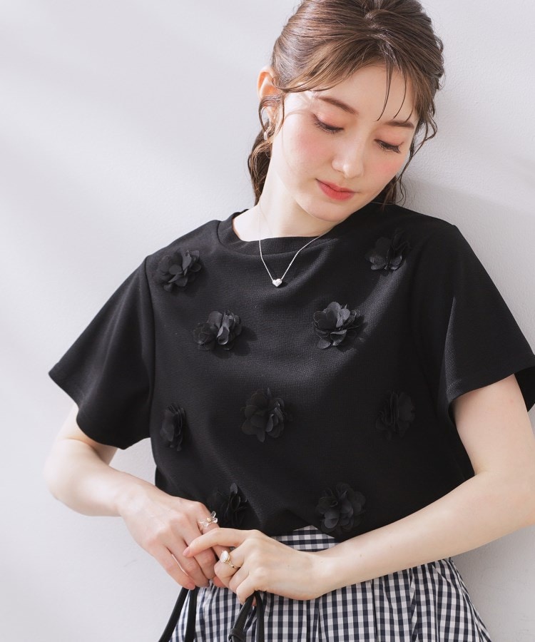 クチュールブローチ(Couture Brooch)のフラワーデザイン半袖TOPS8