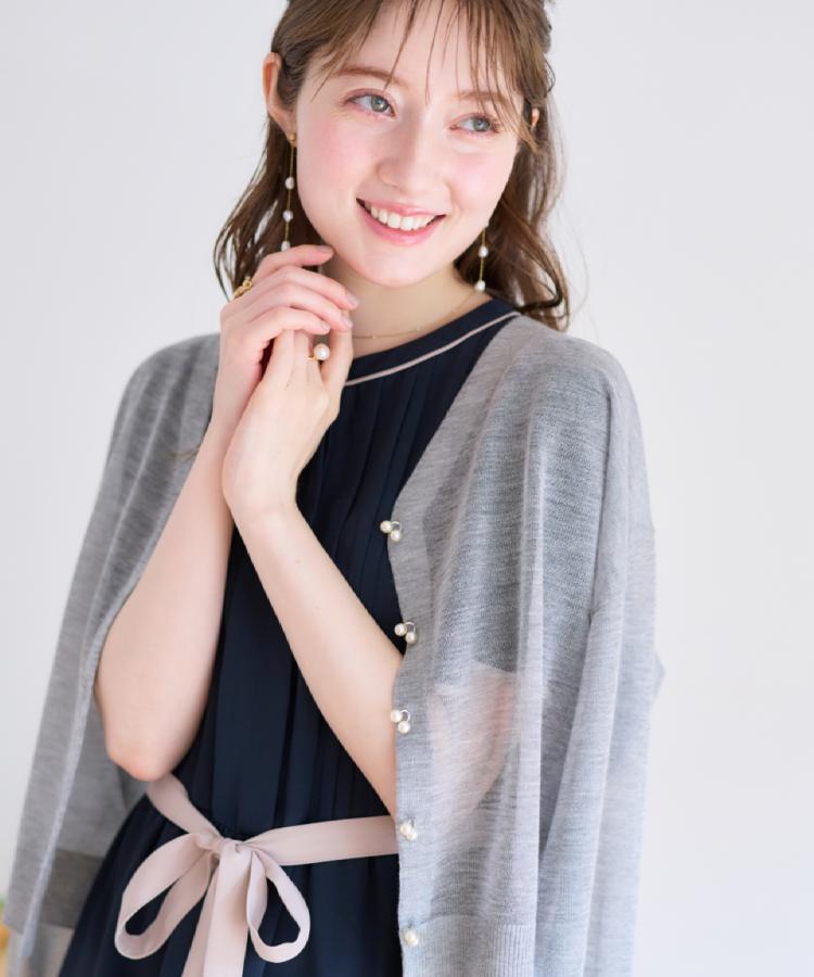 クチュールブローチ(Couture Brooch)の【上品な透け感・通勤】ダブルパール調釦LEVITAカーディガン22