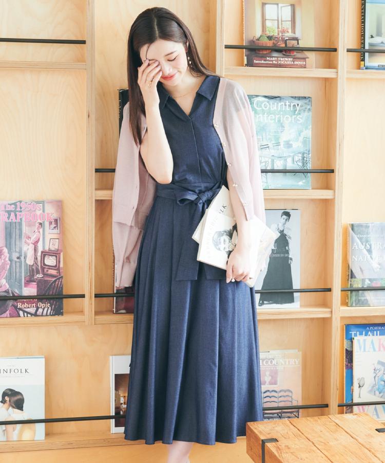クチュールブローチ(Couture Brooch)の【上品な透け感・通勤】ダブルパール調釦LEVITAカーディガン56