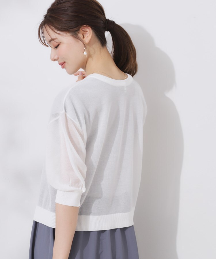 クチュールブローチ(Couture Brooch)の【前後2WAY・二の腕カバー】ダブルパール調釦LEVITA5分袖カーディトップス7