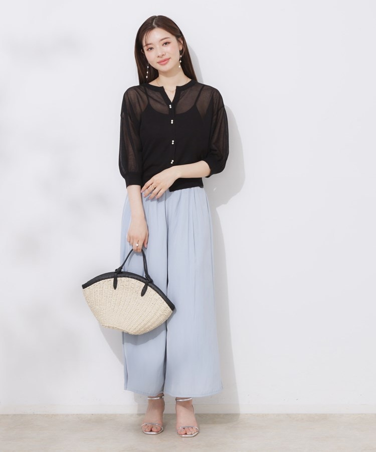 クチュールブローチ(Couture Brooch)の【前後2WAY・二の腕カバー】ダブルパール調釦LEVITA5分袖カーディトップス13