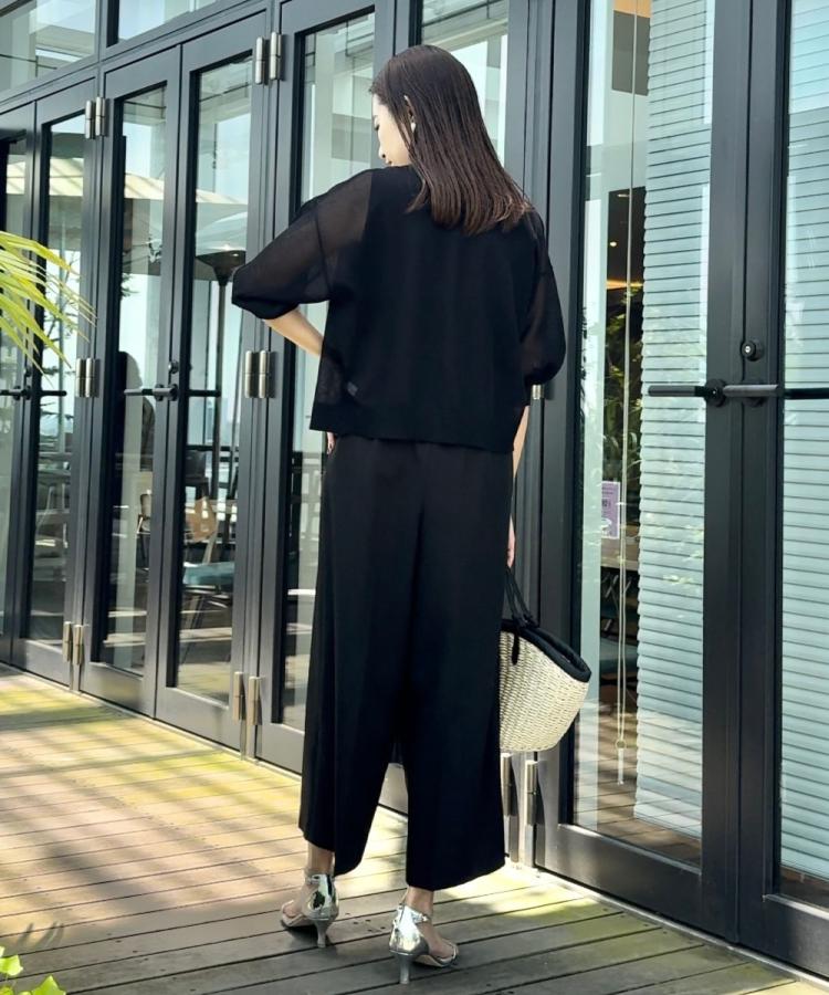 クチュールブローチ(Couture Brooch)の【前後2WAY・二の腕カバー】ダブルパール調釦LEVITA5分袖カーディトップス23