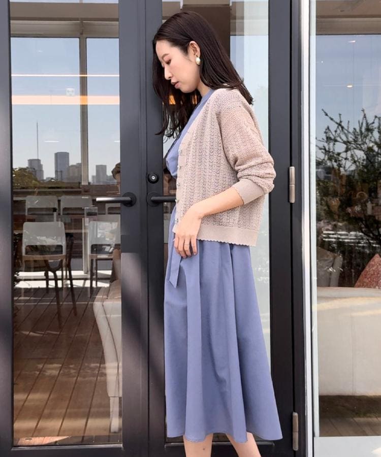 クチュールブローチ(Couture Brooch)の【冷房対策・通勤】透かし編みシャイニーニットカーディガン32