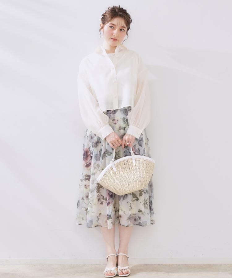 クチュールブローチ(Couture Brooch)の【洗える・オシャレな透け感】パール調ボタンシアーシャツ5