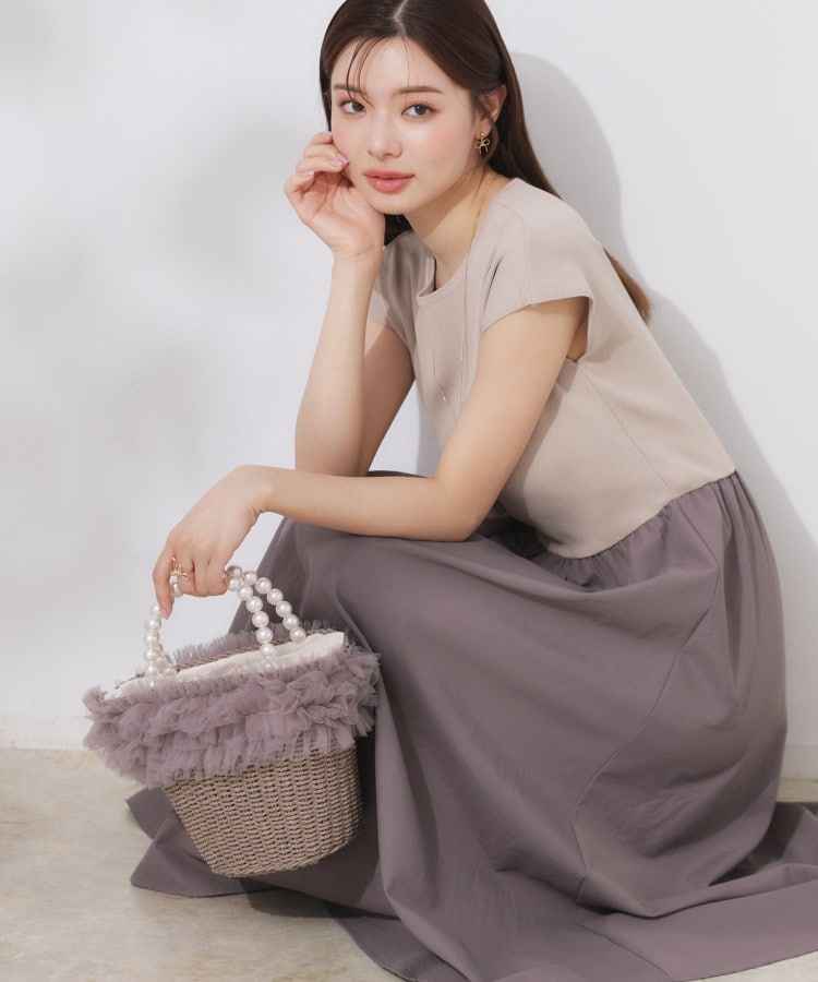 クチュールブローチ(Couture Brooch)の【接触冷感・ウエストゴム】ドッキングニットワンピース トープ(554)