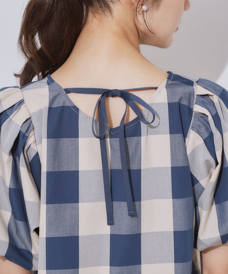 クチュールブローチ(Couture Brooch)の【マシンウォッシャブル・二の腕カバー】ブロックチェックブラウス32