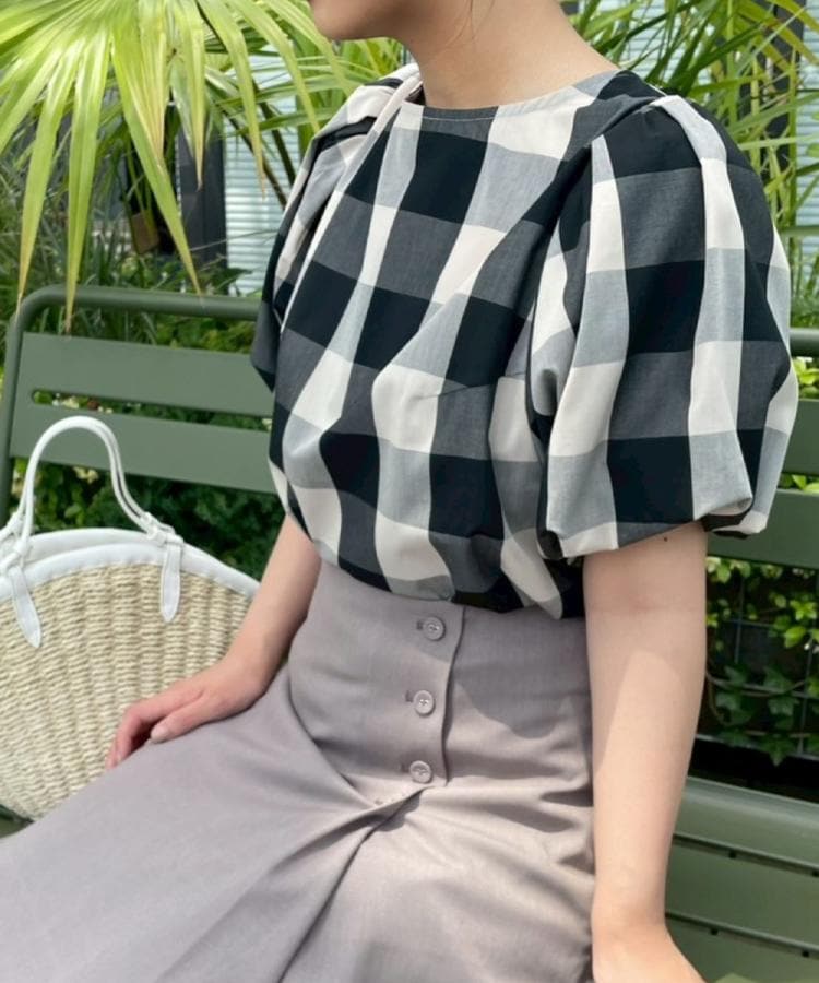 クチュールブローチ(Couture Brooch)の【マシンウォッシャブル・二の腕カバー】ブロックチェックブラウス15