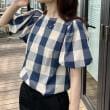 クチュールブローチ(Couture Brooch)の【マシンウォッシャブル・二の腕カバー】ブロックチェックブラウス25