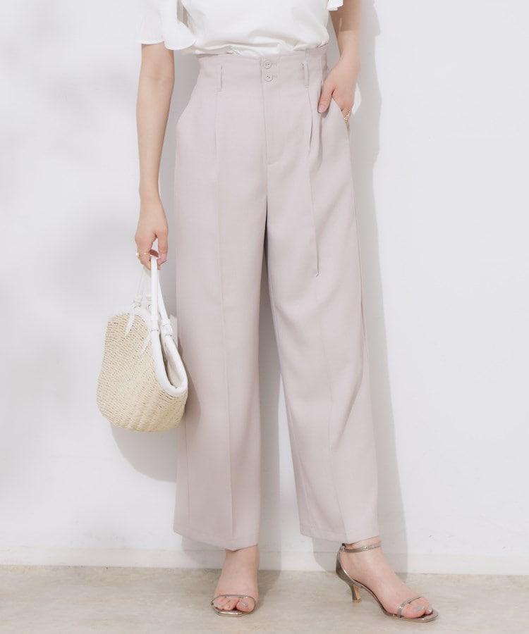 クチュールブローチ(Couture Brooch)の【美脚効果・通勤】リネンライク サス付きパンツ7