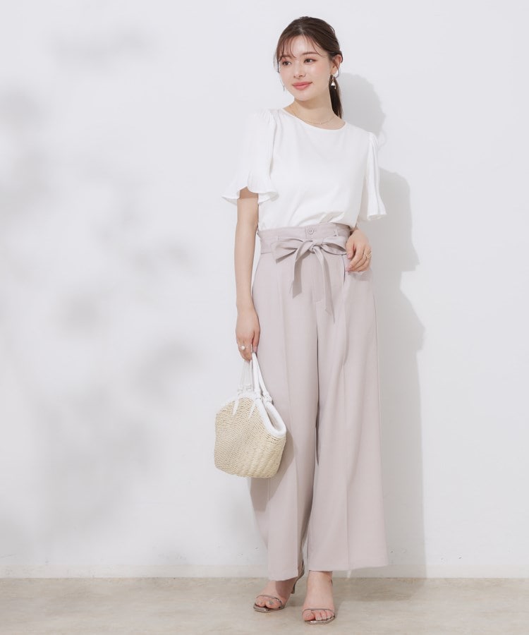 クチュールブローチ(Couture Brooch)の【美脚効果・通勤】リネンライク サス付きパンツ2