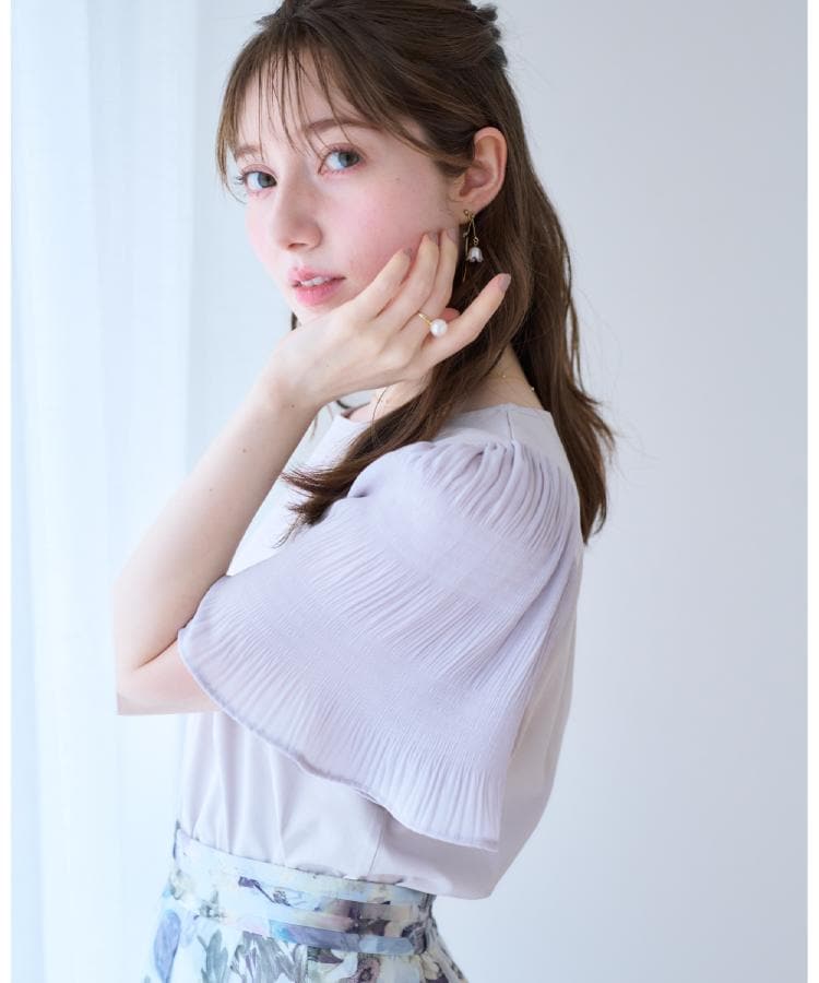 クチュールブローチ(Couture Brooch)の【接触冷感・UVカット】マジョリカシフォンスリーブ グレー(012)