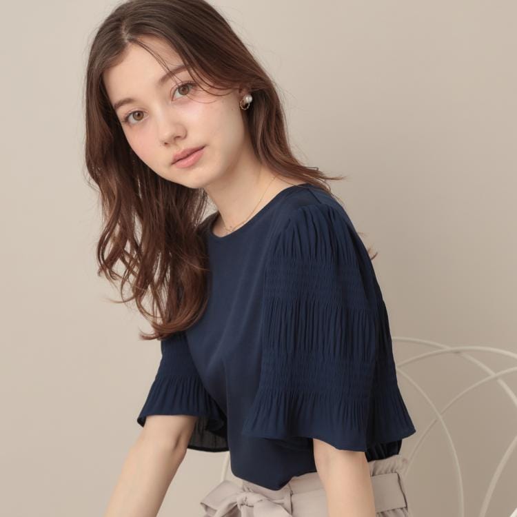 クチュールブローチ(Couture Brooch)の【接触冷感・UVカット】マジョリカシフォンスリーブ カットソー