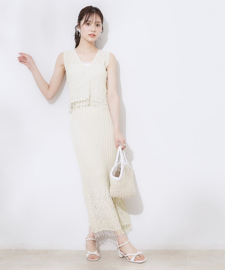 クチュールブローチ(Couture Brooch)の透かし編みフリンジニットスカート11
