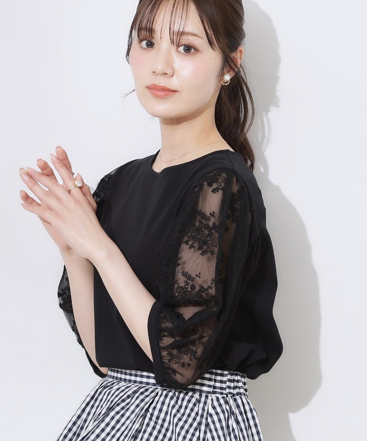 クチュールブローチ(Couture Brooch)の【接触冷感・UV・マシンウォッシャブル】袖レースデザイントップス16