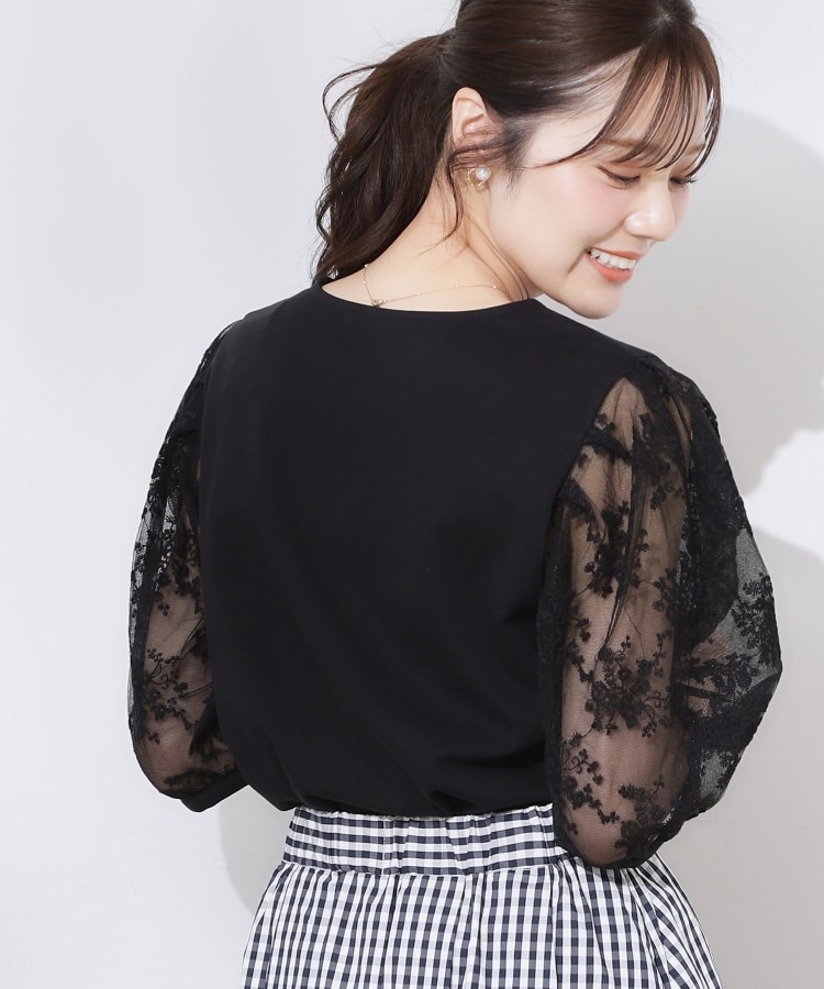 クチュールブローチ(Couture Brooch)の【接触冷感・UV・マシンウォッシャブル】袖レースデザイントップス17