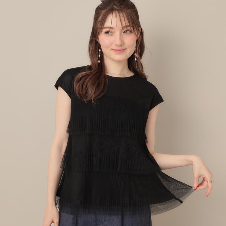 クチュールブローチ(Couture Brooch)の【マシンウォッシャブル・大人可愛い】チュールプリーツチュニック カットソー