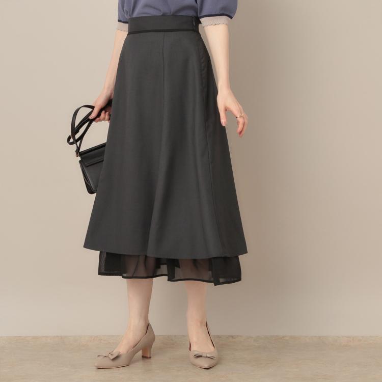 クチュールブローチ(Couture Brooch)の【マシンウォッシャブル・美シルエット】裾シアーフレアスカート ミモレスカート