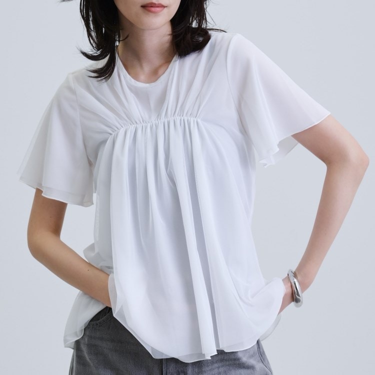 ギャレスト(GALLEST)のメッシュギャザーTシャツ Ｔシャツ