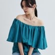 ギャレスト(GALLEST)のボリュームオフショルブラウス グリーン(022)