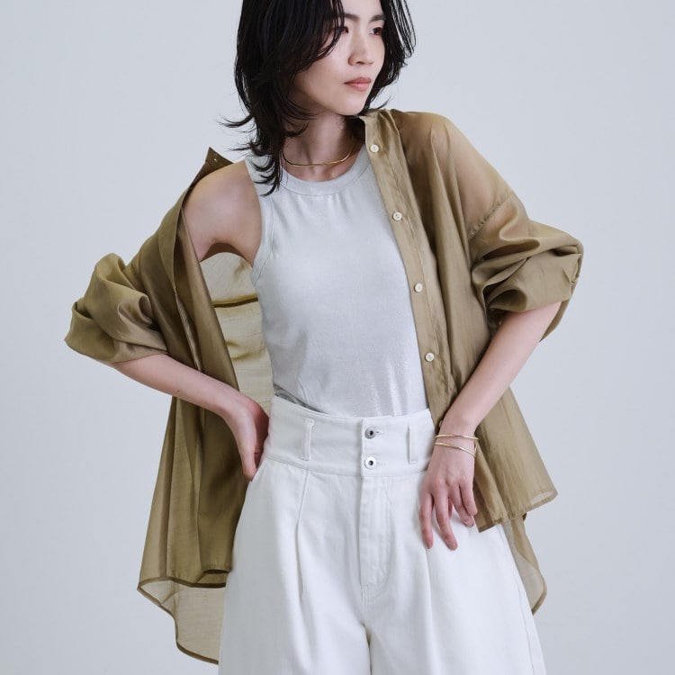 ギャレスト(GALLEST)のシアーローンミドル丈シャツ シャツ・ブラウス