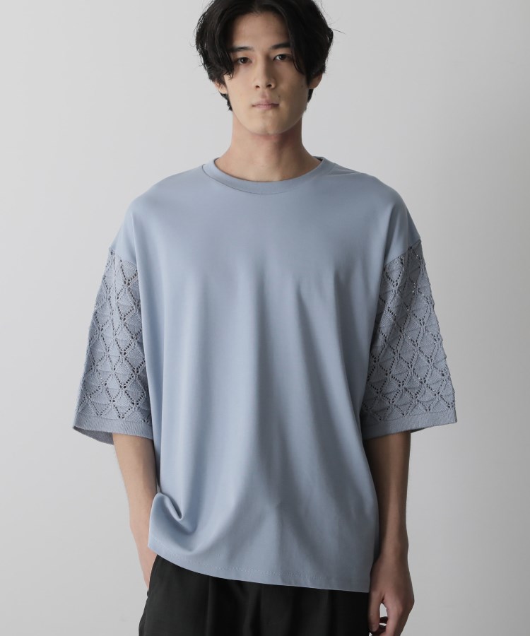 ザ ショップ ティーケー（メンズ）(THE SHOP TK(Men))の◆透かし編みニットドッキングTシャツ1