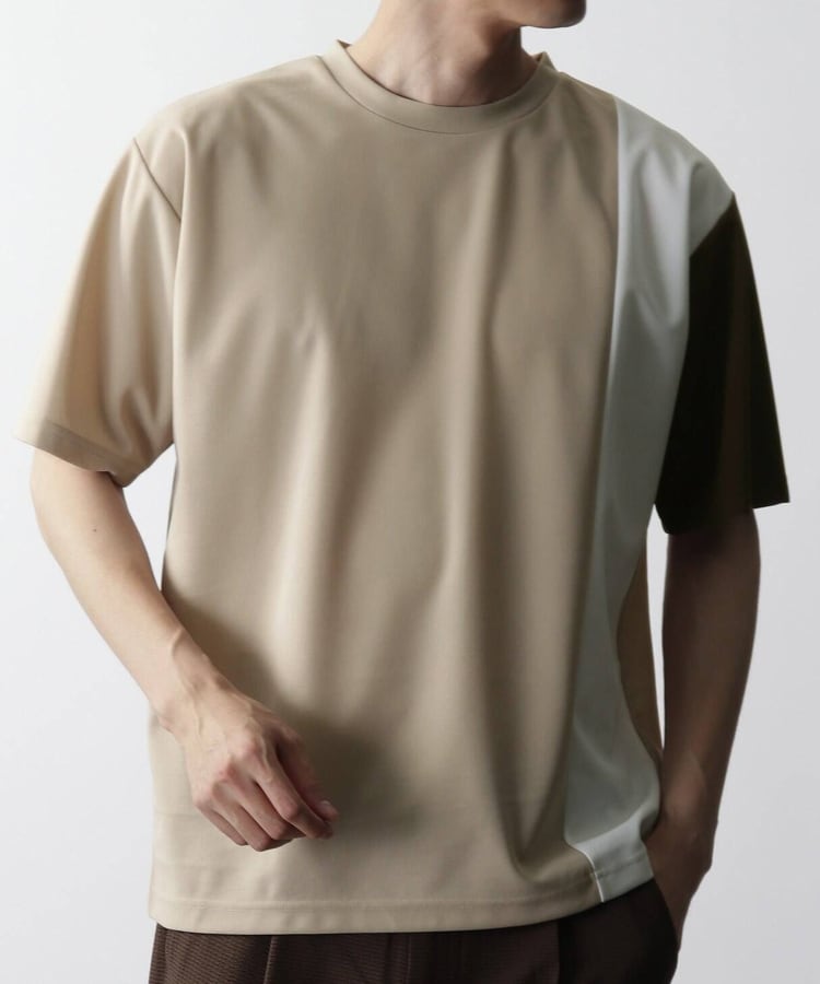 ザ ショップ ティーケー（メンズ）(THE SHOP TK(Men))の◆アムンゼンブロッキングTシャツ ベージュ(552)