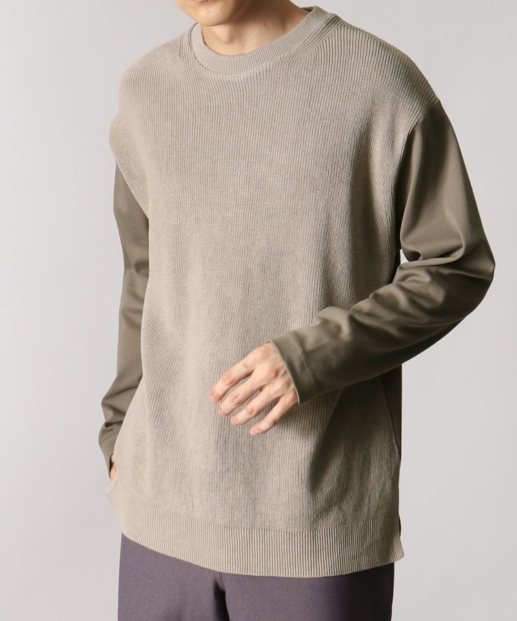 ザ ショップ ティーケー（メンズ）(THE SHOP TK(Men))の◆ニットドッキングロングスリーブTシャツ ベージュ(552)