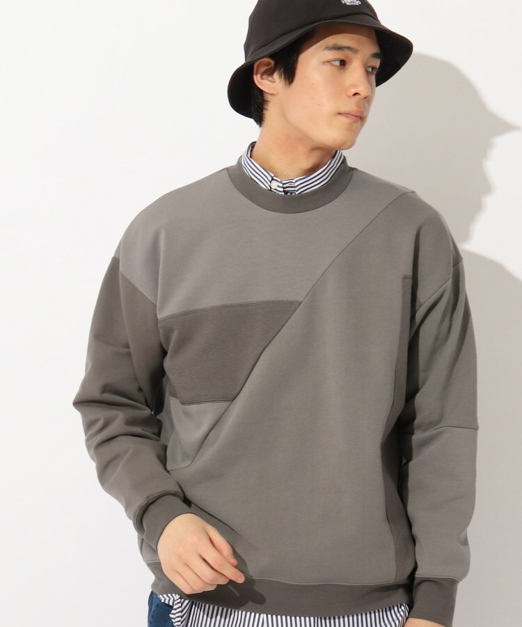 ザ ショップ ティーケー（メンズ）(THE SHOP TK(Men))の◆【パッチワーク風】異素材プルオーバー グレー(012)