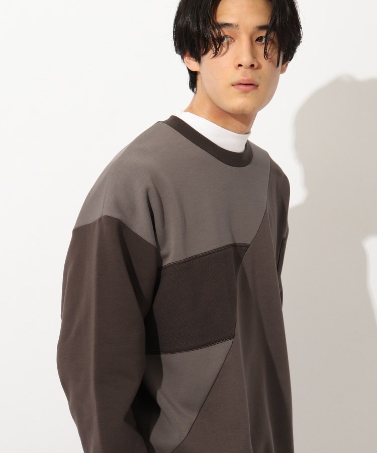 ザ ショップ ティーケー（メンズ）(THE SHOP TK(Men))の◆【パッチワーク風】異素材プルオーバー ダークブラウン(043)