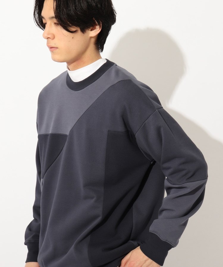 ザ ショップ ティーケー（メンズ）(THE SHOP TK(Men))の◆【パッチワーク風】異素材プルオーバー ネイビー(093)