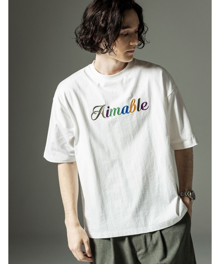 ザ ショップ ティーケー（メンズ）(THE SHOP TK(Men))の◆刺繍カレッジTシャツ ホワイト(002)