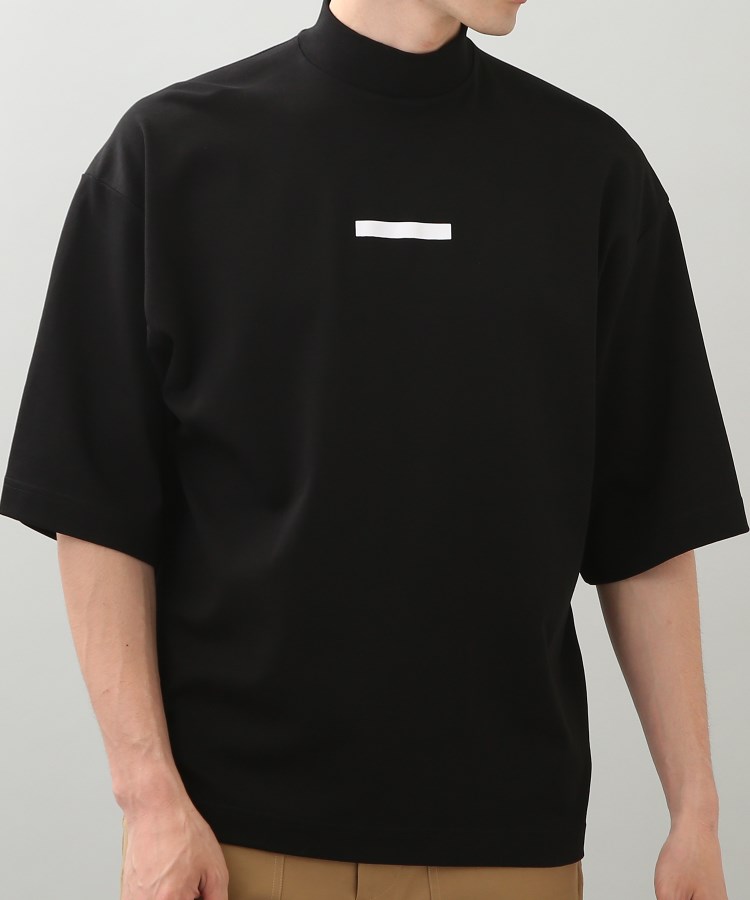 ザ ショップ ティーケー（メンズ）(THE SHOP TK(Men))の◆ラインプリントスムースモックTシャツ ブラック(019)